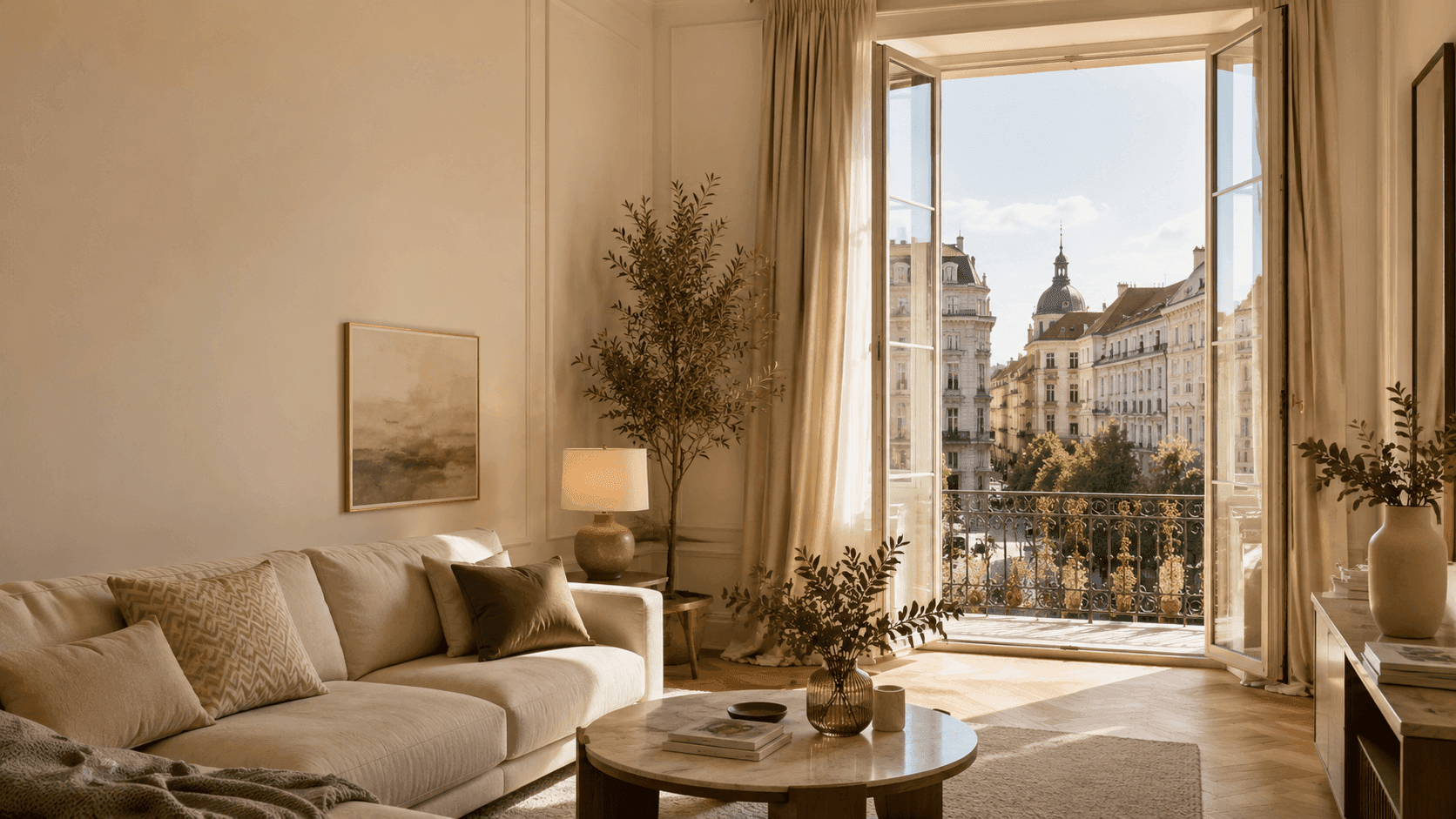 Un appartement ensoleillé avec vue sur la ville